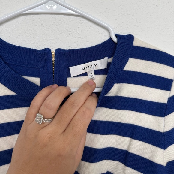 Milly Cropped Striped Sweater, Blue and White, size M - Picture 4 of 7